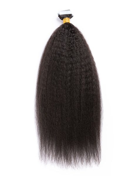 Hair Tape-in with kinky straight texture.